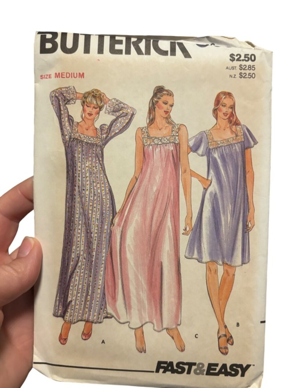 Vintage Butterick 3559 Misses Nightgown 8 Sewing Pattern Sz Medium Retro